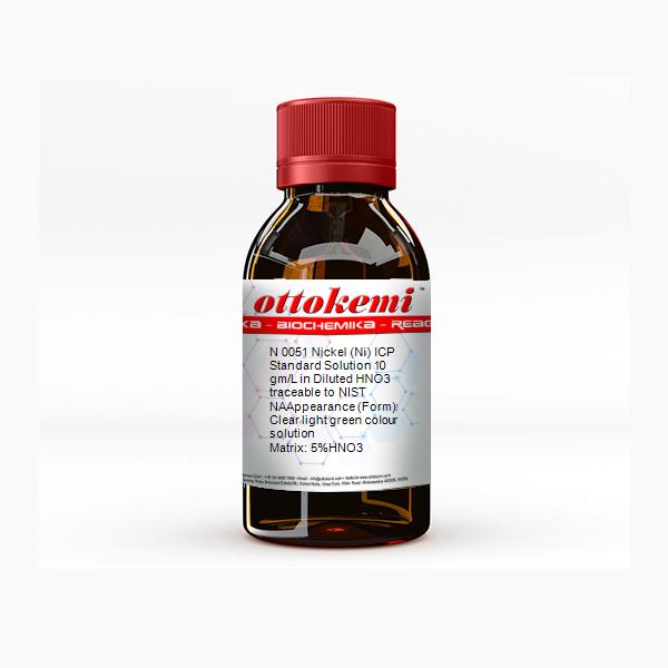 Nickel (Ni) ICP Standard Solution 10 gm/L in Diluted HNO3 traceable to NIST, NA, N 0051, (2)