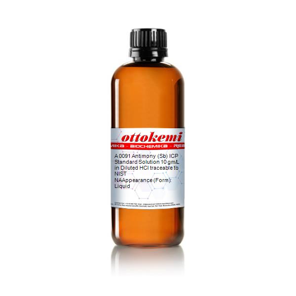 Antimony (Sb) ICP Standard Solution 10 gm/L in Diluted HCl traceable to NIST, A 0091, (1)